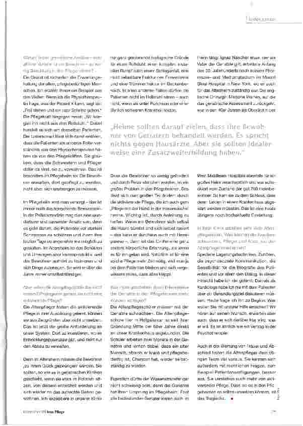 Vorschauseite 4: Werner Vogel über Altenpflege und Geriatrie