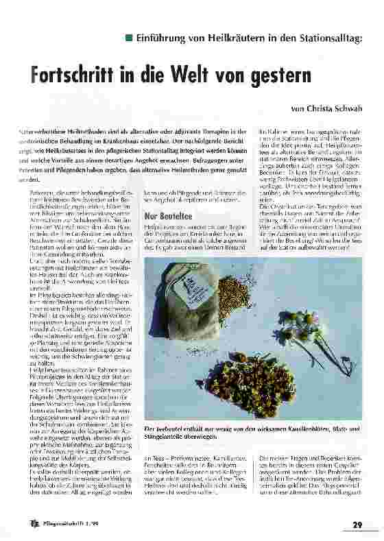 Vorschauseite 1: Einführung von Heilkräutern in den Stationsalltag: Fortschritt in die Welt von gestern