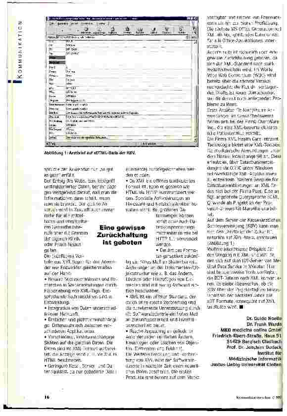 Vorschauseite 3: eXtensible Markup Language - ein neuer Standard in der Medizin-EDV?