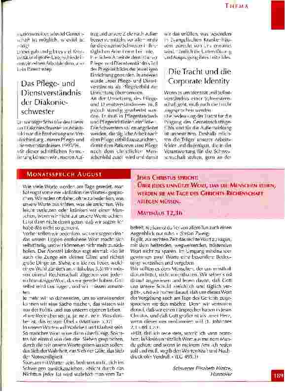 Vorschauseite 4: Identität und Selbstverständnis einer Schwesternschaft heute Am Beispiel der Schwesternschaft des Evangelischen Diakonievereins Berlin Zehlendorf e. V.