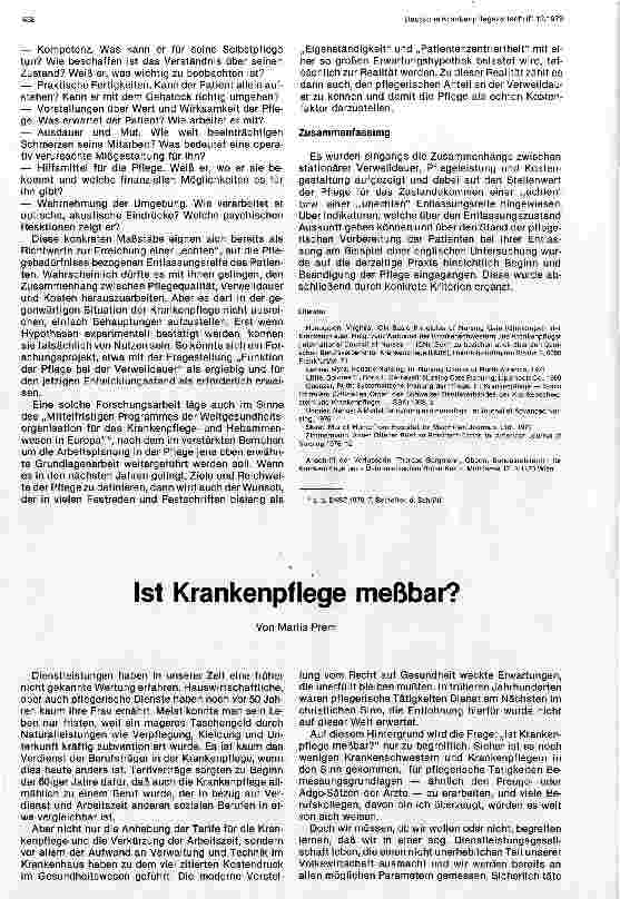 Vorschauseite 1: Ist Krankenpflege meßbar?