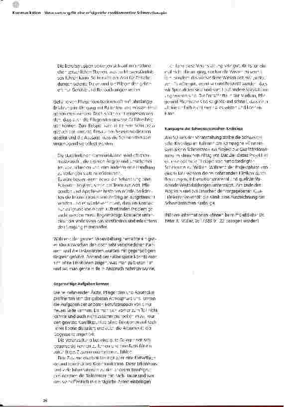 Vorschauseite 2: Kommunikation - Voraussetzung für eine erfolgreiche medikamentöse Schmerztherapie