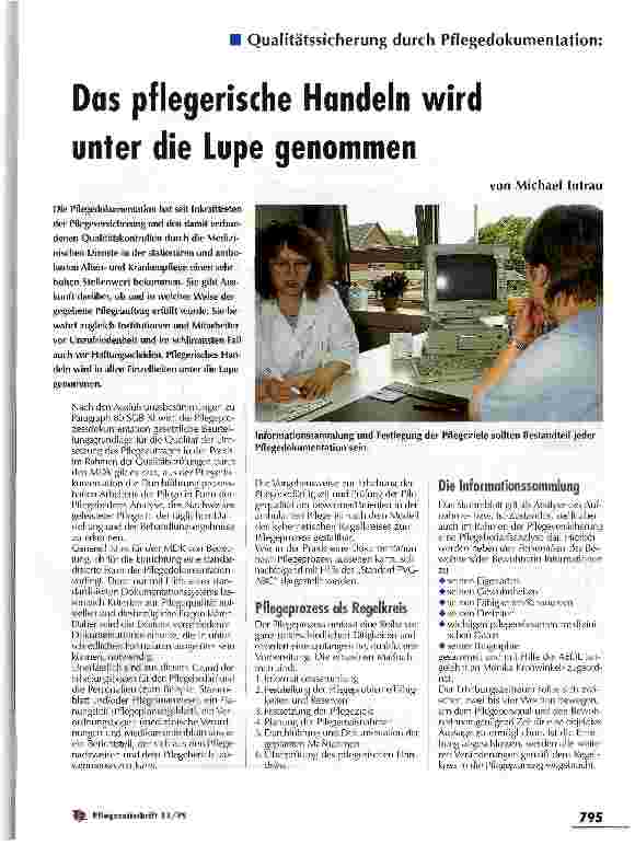Vorschauseite 1: Das pflegerische Handeln wird unter die Lupe genommen Qualitätssicherung durch Pflegedokumentation