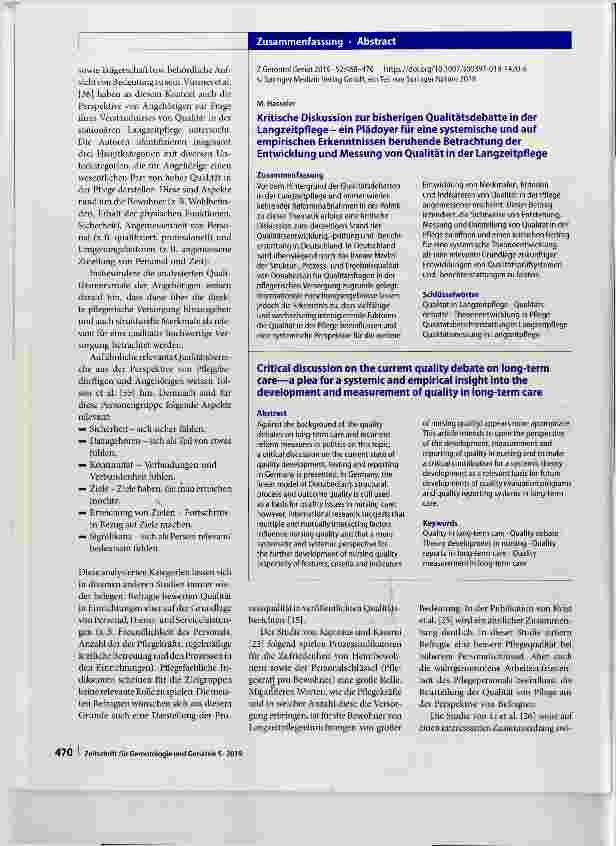 Vorschauseite 3: Kritische Diskussion zur bisherigen Qualitätsdebatte in der Langzeitpflege ein Plädoyer für eine systemische und auf empirischen Erkenntnissen beruhende Betrachtung der Entwicklun…