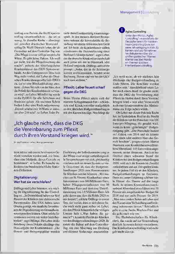 Vorschauseite 2: Krankenhaus-Controller-Tag Lebers Sinn für die Eckkneipe