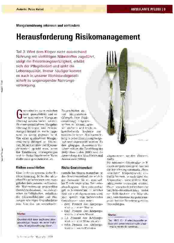Vorschauseite 1: Mangelernährung erkennen und verhindernHerausforderung Risikomanagement