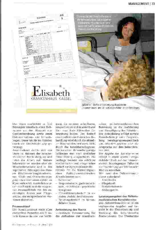 Vorschauseite 3: Projekt am Elisabeth-Krankenhaus Kassel (EKH)Implementierung des Palliativmedizinischen Konsildienstes