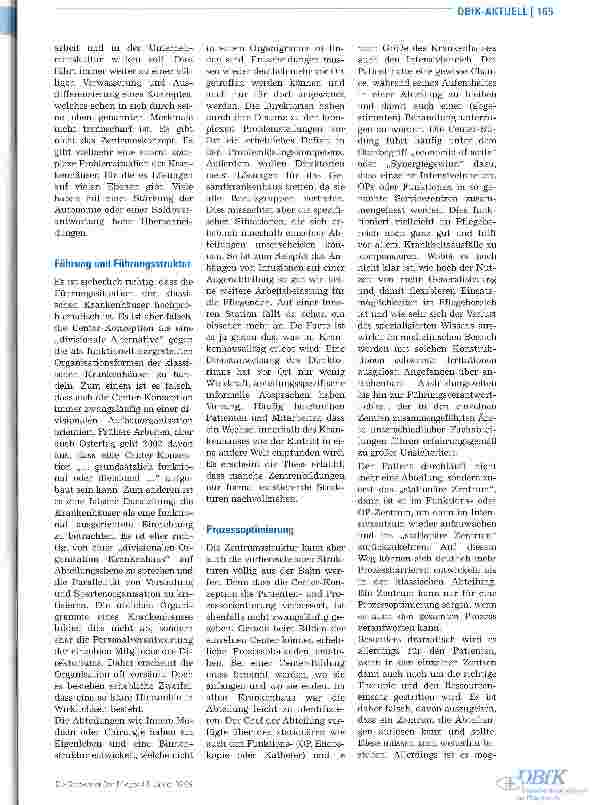 Vorschauseite 2: Die Center-Konzeption -Ausweg aus der Klinikkrise?