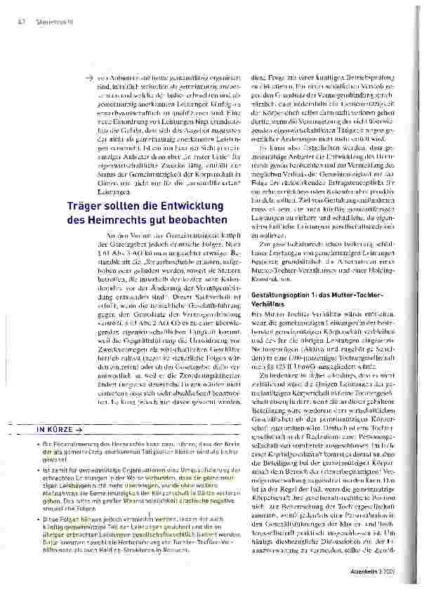 Vorschauseite 2: Die neuen Heimgesetze können teuer werden