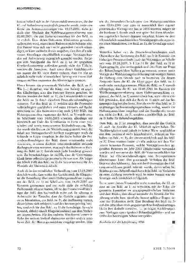 Vorschauseite 5: Zur Wirksamkeit von Haftungsausschlüssen bei der Inanspruchnahme von Wahlleistungen