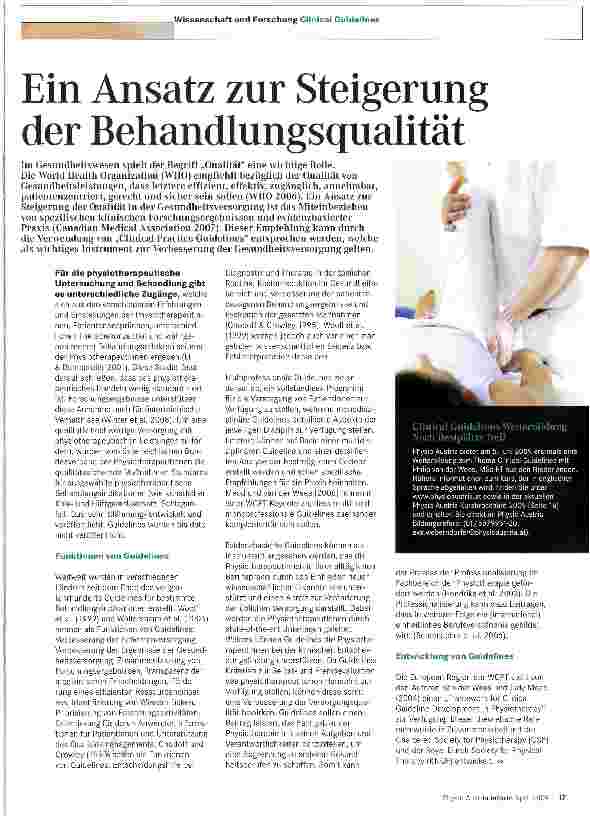 Vorschauseite 1: Ein Ansatz zur Steigerung der Behandlungsqualität