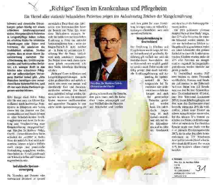 Vorschauseite 1: „Richtiges Essen im Krankenhaus und Pflegeheim