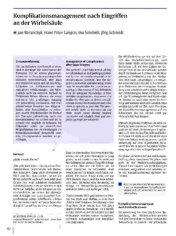 Vorschauseite 1: Komplikationsmanagement nach Eingriffen an der Wirbelsäule