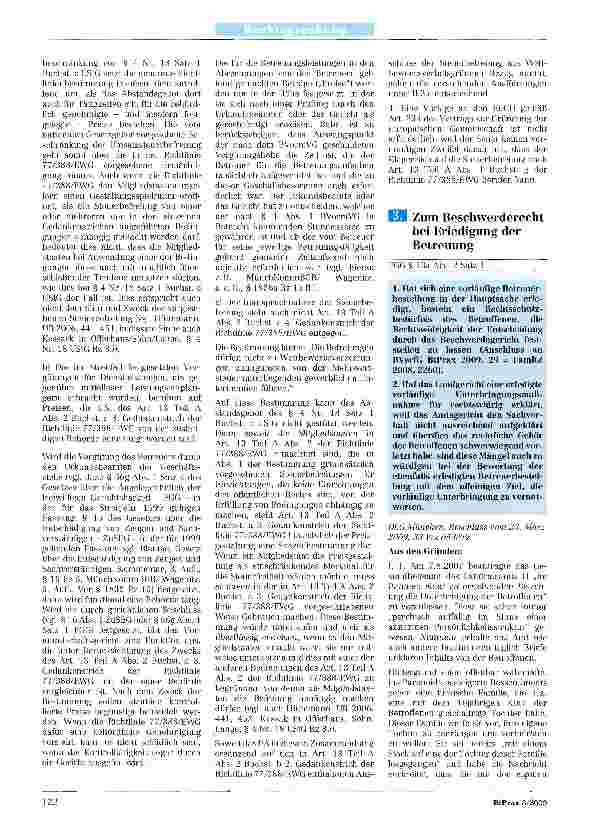 Vorschauseite 1: Zum Beschwerderecht bei Erledigung der Betreuung