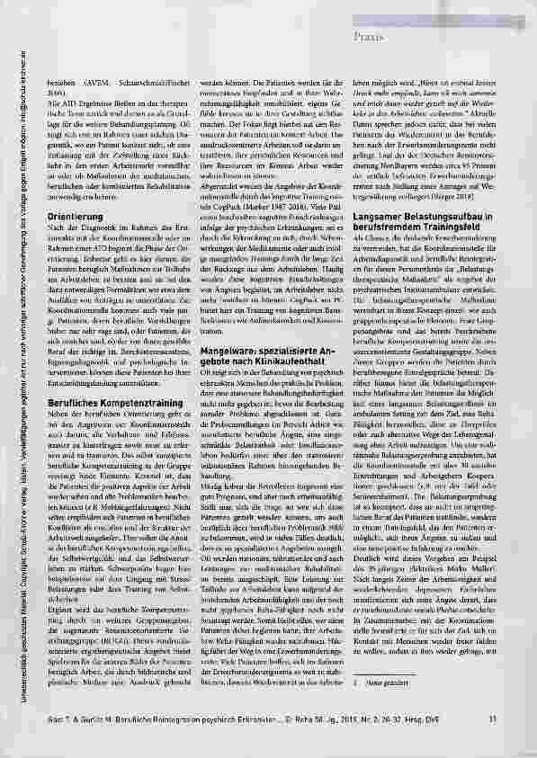 Vorschauseite 4: Das Thema „Arbeit“ von Behandlungsbeginn an einbeziehen