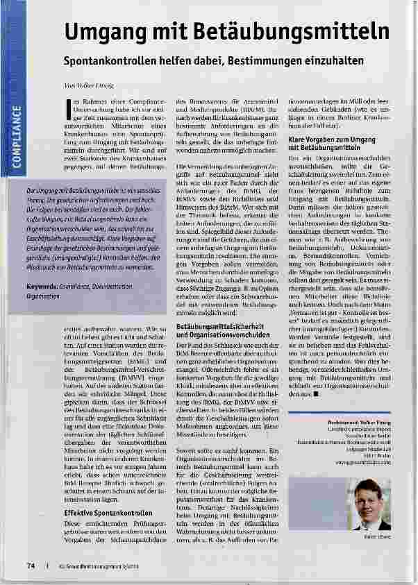 Vorschauseite 1: Umgang mit Betäubungsmitteln