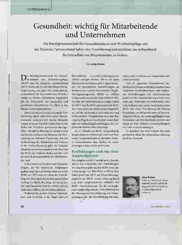 Vorschauseite 1: Gesundheit: wichtig für Mitarbeitende und Unternehmen