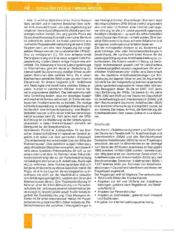 Vorschauseite 2: Analyse der IST-Kosten Anästhesie in deutschen Krankenhäusern