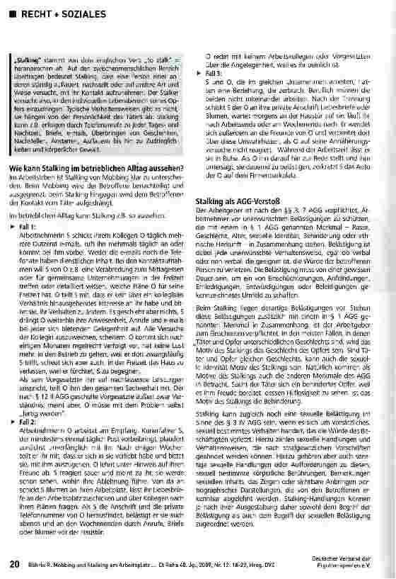 Vorschauseite 3: Mobbing und Stalking am Arbeitsplatz