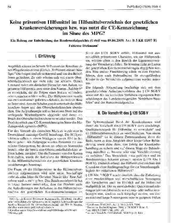 Vorschauseite 1: Keine präventiven Hilfsmittel im Hilfsmittelverzeichnis der gesetzlichen Krankenversicherungen bzw. was nutzt die CE-Kennzeichnung im Sinne des MPG?