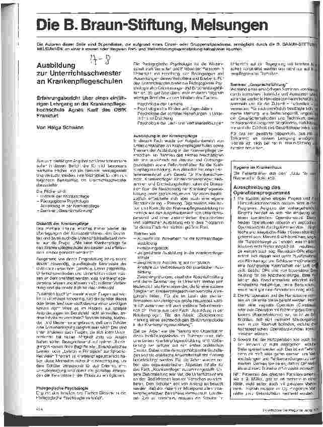 Vorschauseite 1: Ausbildung zur Unterrichtsschwester an Krankenpflegeschulen