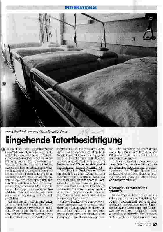 Vorschauseite 1: Eingehende Tatortbesichtigung Nach den Vorfällen im Lainzer Spital in Wien