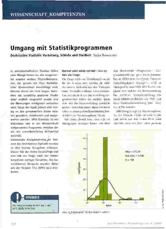 Vorschauseite 1: Umgang mit Statistikprogrammen