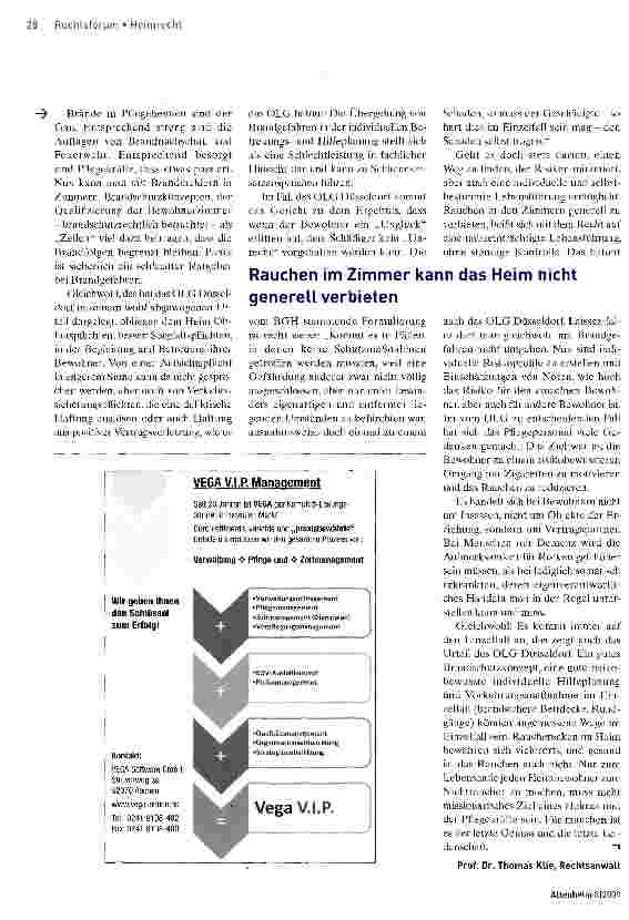 Vorschauseite 2: Das Urteil Oberlandesgericht Düsseldorf zur Obhutspflicht des Heimes bei rauchenden Bewohnern