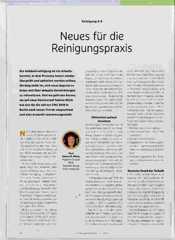 Vorschauseite 1: Neues für die Reinigungspraxis