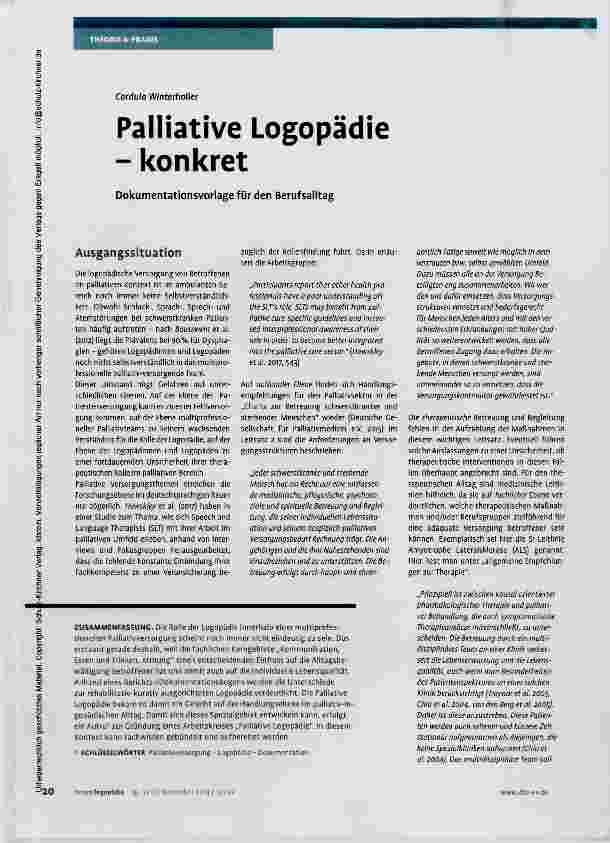 Vorschauseite 1: Palliative Logopädie - konkret