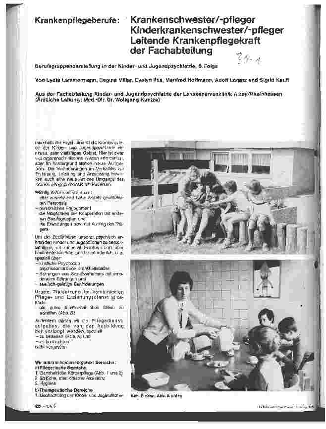 Vorschauseite 1: Krankenschwester/-pfleger Kinderkrankenschwester/-pfleger. Leitende Krankenpflegekraft der Fachabteilung // Kinderu. Jugendpsychiatrie