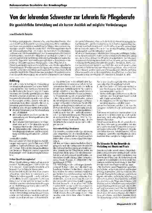 Vorschauseite 1: Von der lehrenden Schwester zur Lehrerin für Pflegeberufe