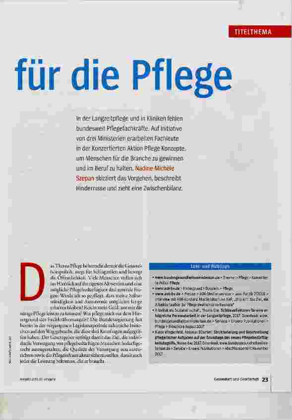 Vorschauseite 2: Mehr Köpfe für die Pflege