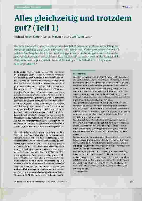 Vorschauseite 1: Alles gleichzeitig und trotzdem gut? (Teil 1)