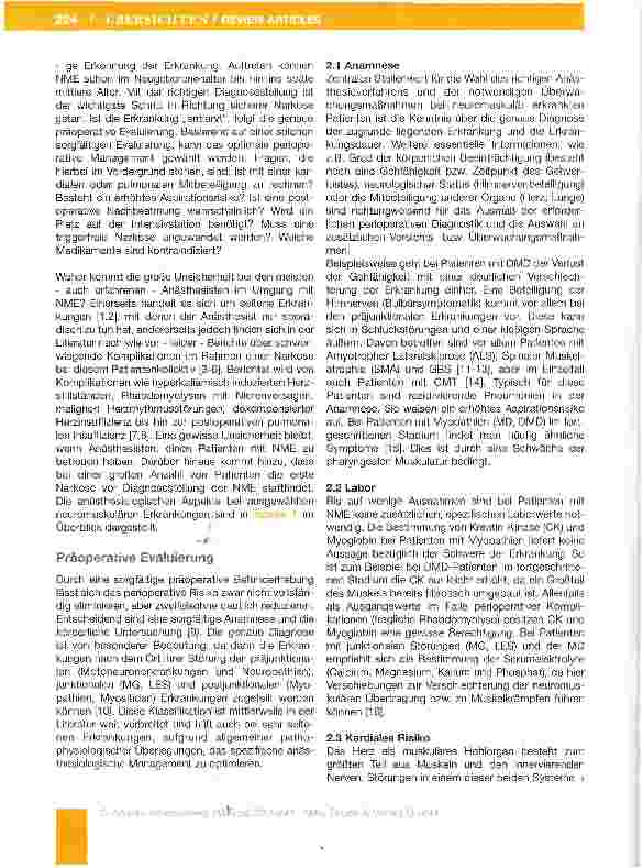 Vorschauseite 2: Anästhesiologische Aspekte bei Patienten mit Erkrankungen der neuromuskularen Einheit - ein problemorientierter Ansatz