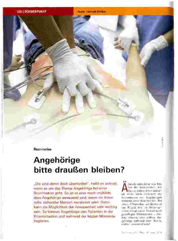 Vorschauseite 1: Angehörige bitte draußen bleiben?