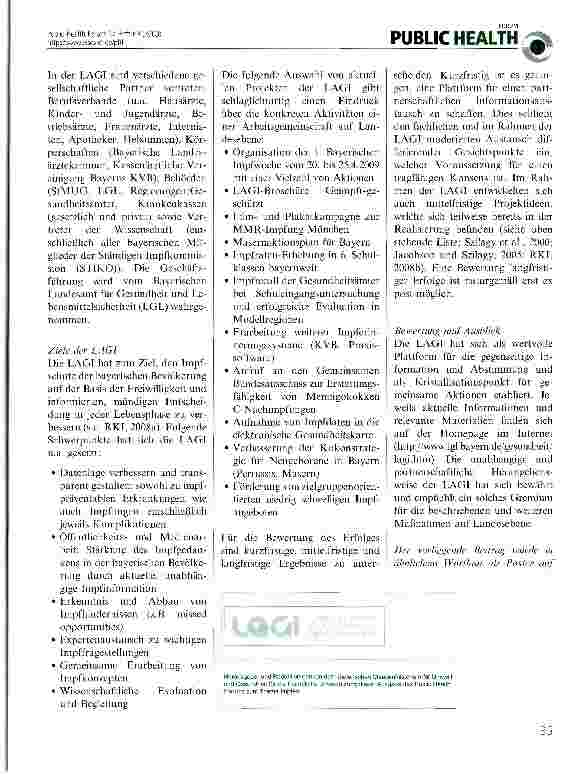 Vorschauseite 2: Die Bayerische Landesarbeitsgemeinschaft Impfen (LAGI) - ein unabhängiges Expertennetz für die Verbesserung des Impfschutzes