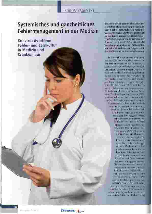 Vorschauseite 1: Systemisches und ganzheitliches Fehlermanagement in der Medizin