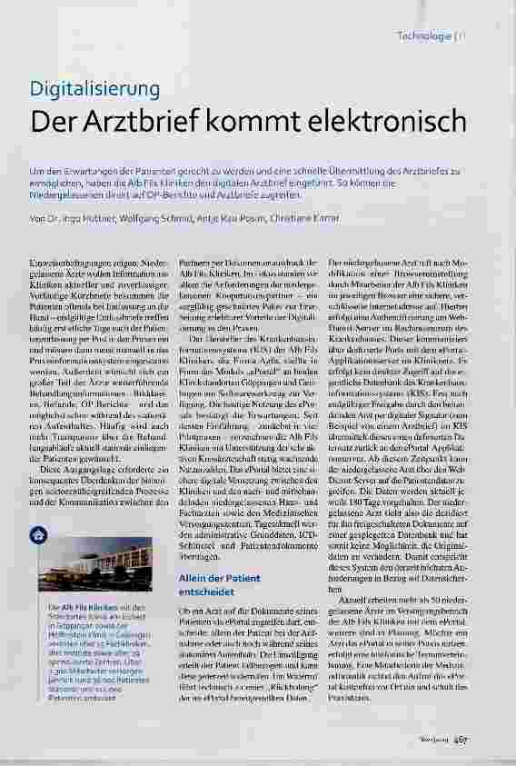 Vorschauseite 1: Digitalisierung Der Arztbrief kommt elektronisch