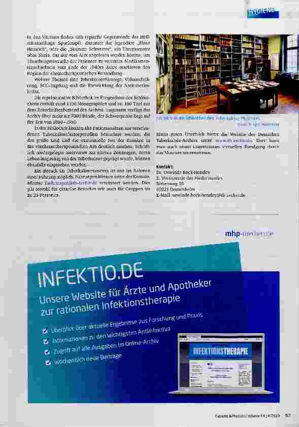 Vorschauseite 2: Blick ins Deutsche Tuberkulose Archiv (Museum und Bibliothek) in Heidelberg