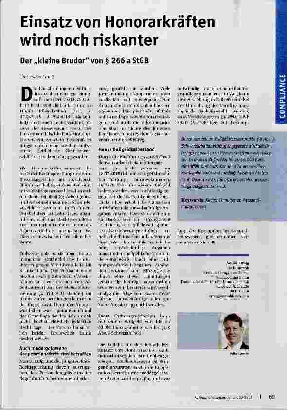 Vorschauseite 1: Einsatz von Honorarkräften wird noch riskanter