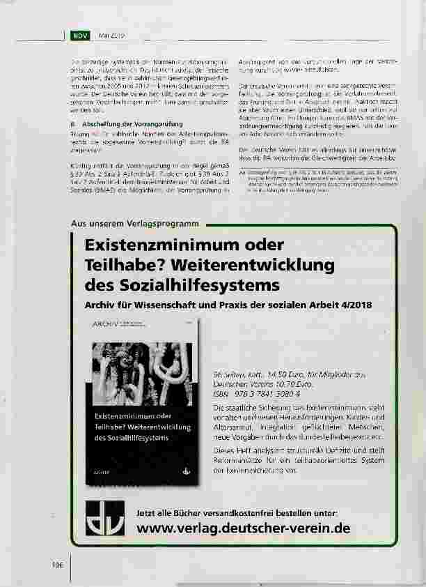 Vorschauseite 4: Stellungnahme des Deutschen Vereins zum Gesetzentwurf der Bundesregierung für ein Fachkräfteeinwanderungsgesetz vom 19. Dezember 2018*