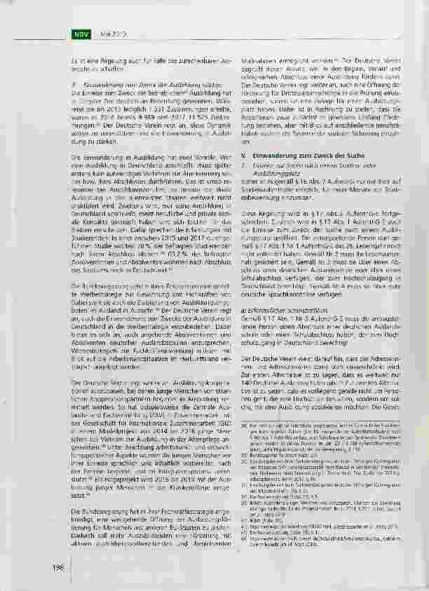 Vorschauseite 6: Stellungnahme des Deutschen Vereins zum Gesetzentwurf der Bundesregierung für ein Fachkräfteeinwanderungsgesetz vom 19. Dezember 2018*