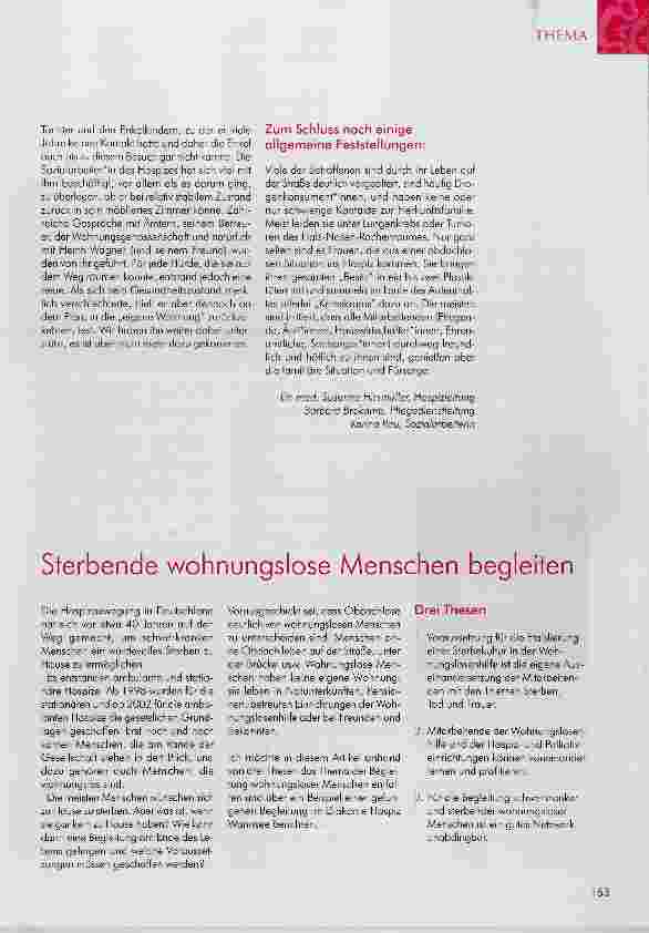 Vorschauseite 1: Sterbende wohnungslose Menschen begleiten