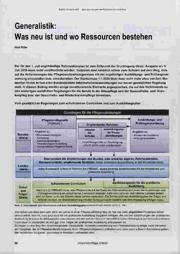 Vorschauseite 1: Generalistik: Was neu ist und wo Ressourcen bestehen