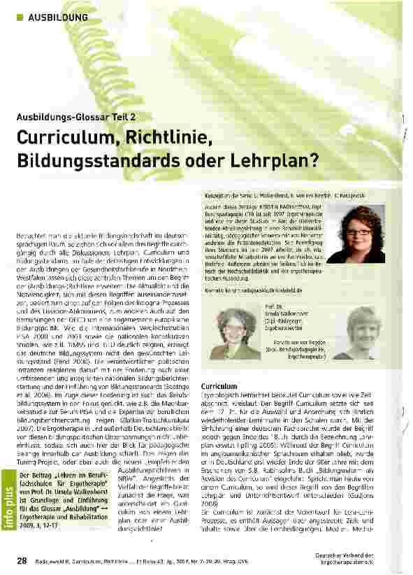 Vorschauseite 1: Curriculum, Richtlinie, Bildungsstandards oder Lehrplan?