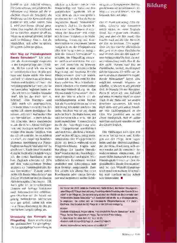 Vorschauseite 2: Bildungsmöglichkeit: Basale Stimulation