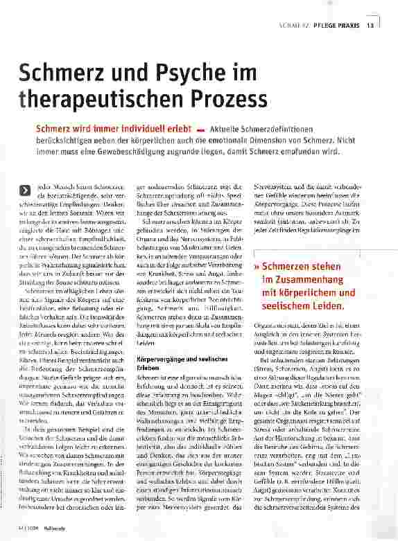 Vorschauseite 1: Schmerz und Psyche im therapeutischen Prozess
