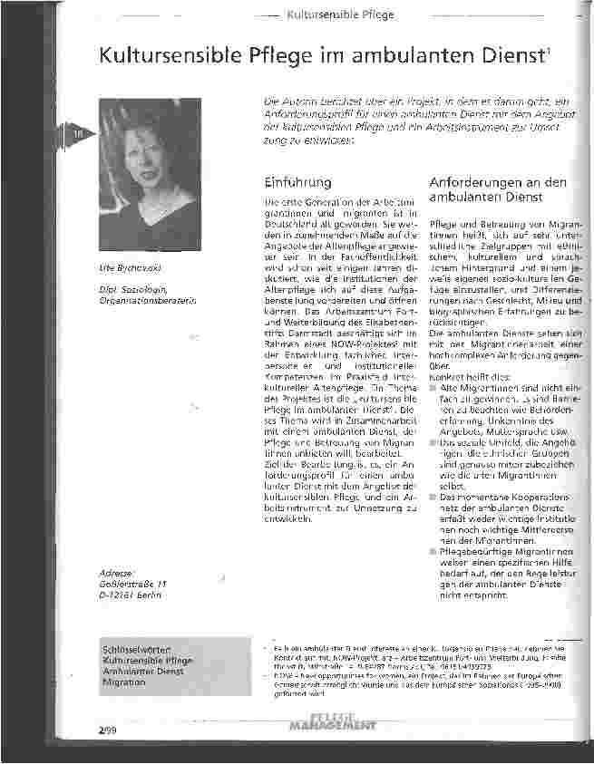 Vorschauseite 1: Kultursensible Pflege im ambulanten Dienst