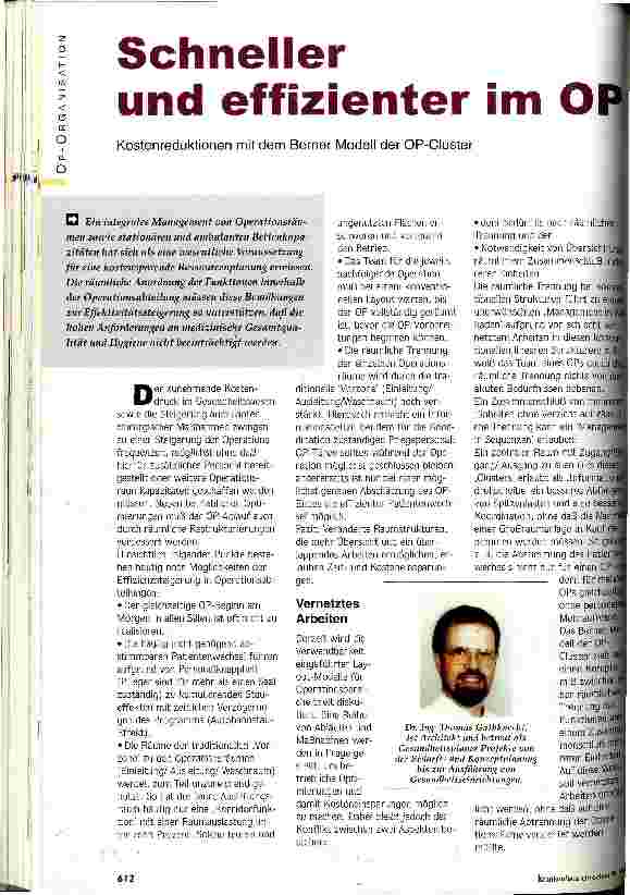 Vorschauseite 1: Schneller und effizienter im OP Kostenreduktionen mit dem Berner Modell der OP-Cluster